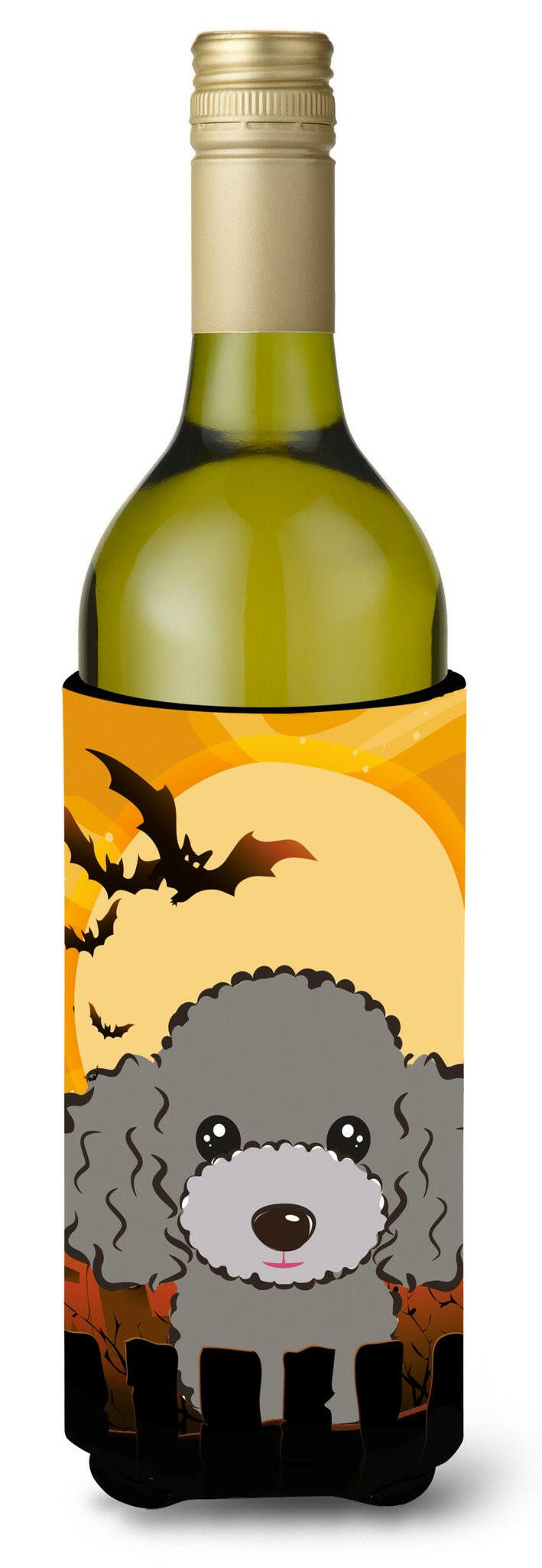 Halloween Silver Gray Poodle Wine Bottle Beverage Insulator Hugger BB1817LITERK by Caroline's Treasures