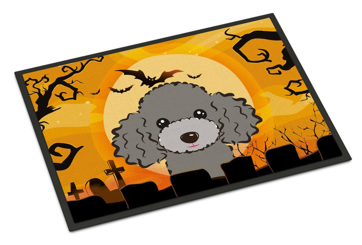 Halloween Silver Gray Poodle Indoor or Outdoor Mat 18x27 BB1817MAT - the-store.com