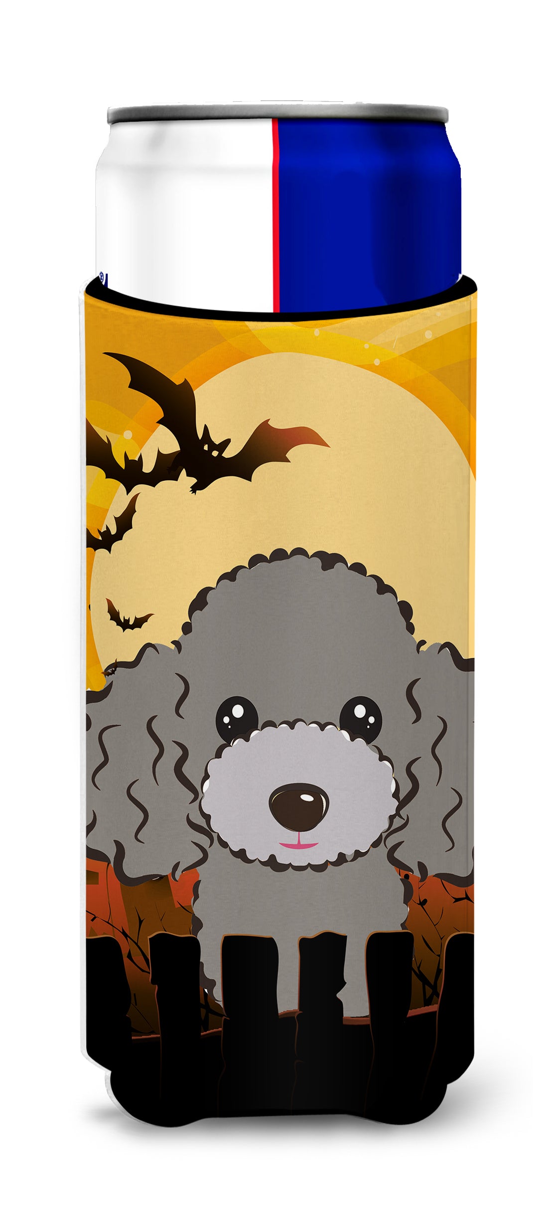 Halloween Silver Gray Poodle Ultra Beverage Insulators for slim cans BB1817MUK  the-store.com.