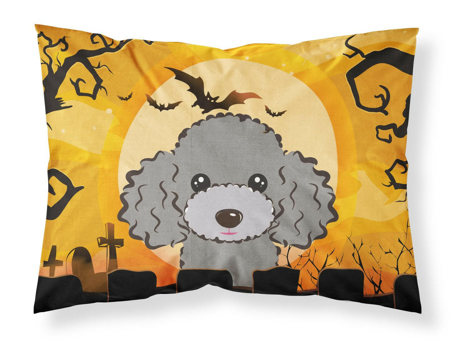 Halloween Silver Gray Poodle Fabric Standard Pillowcase BB1817PILLOWCASE by Caroline's Treasures