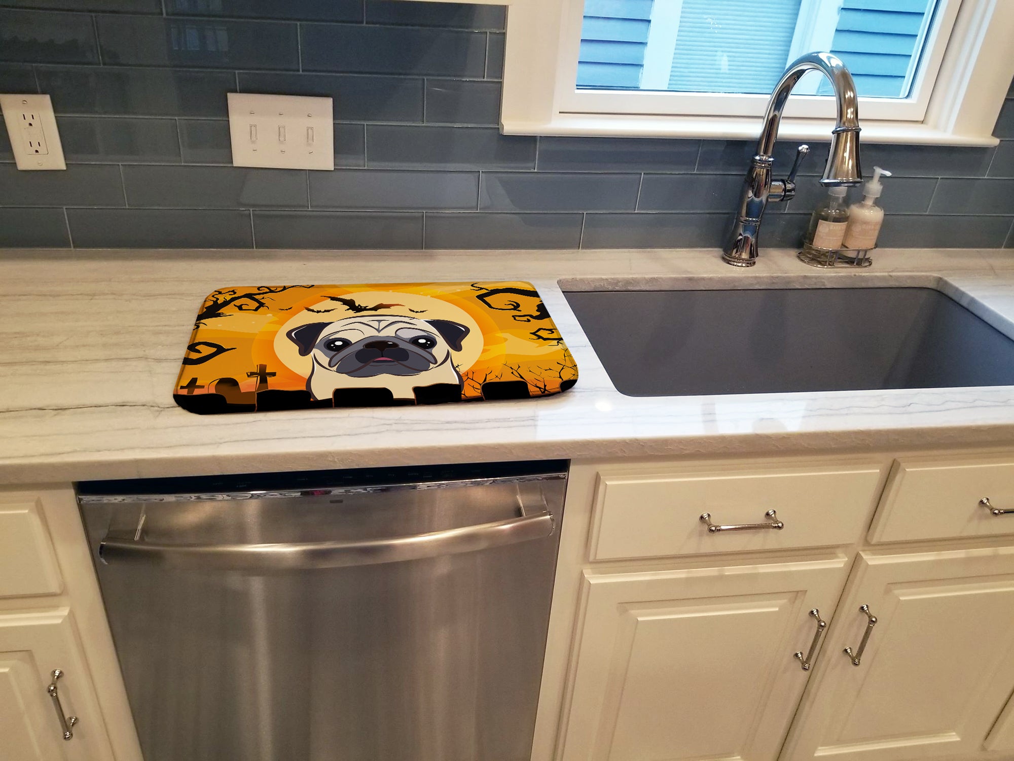 Halloween Fawn Pug Dish Drying Mat BB1820DDM