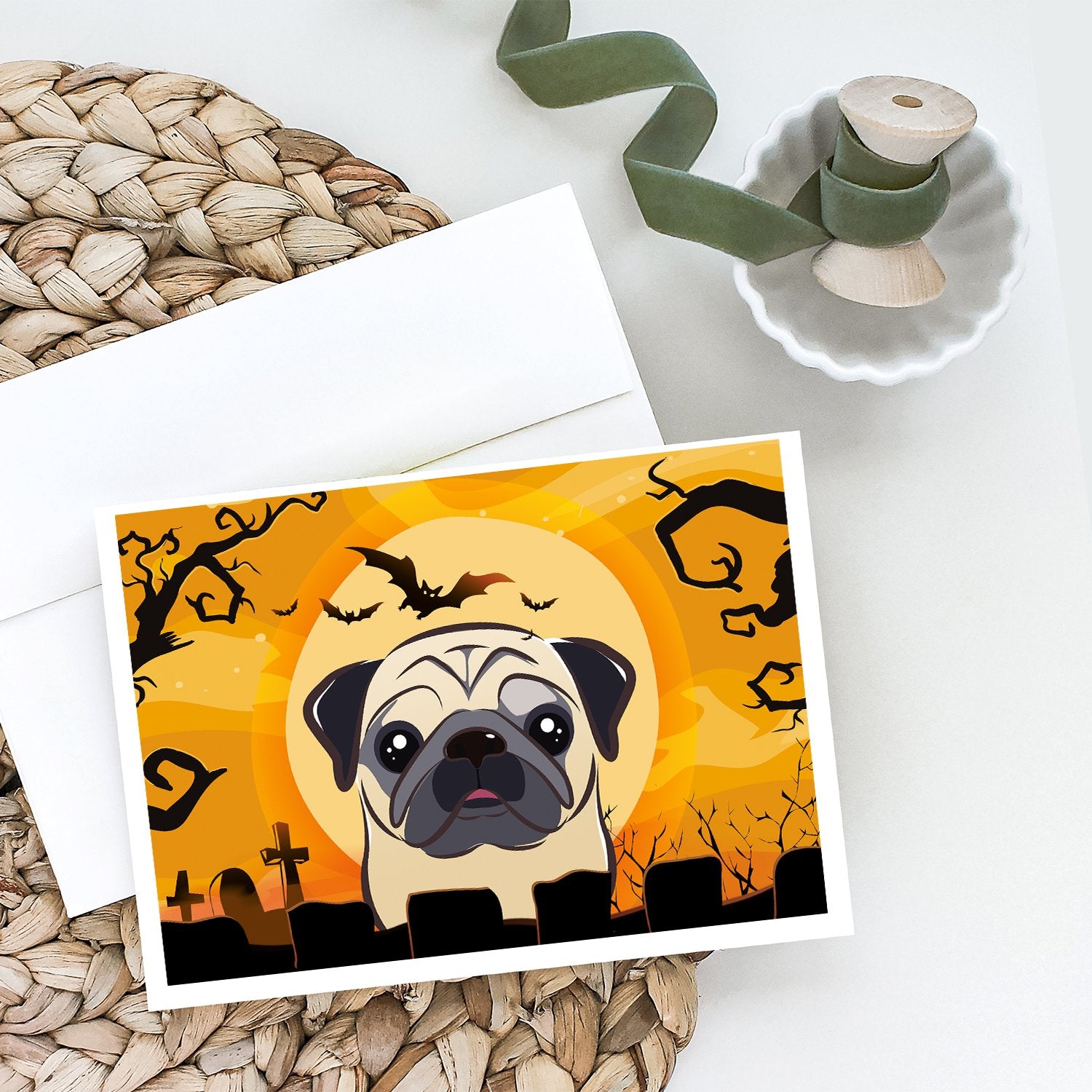 Buy this Halloween Fawn Pug Greeting Cards and Envelopes Pack of 8