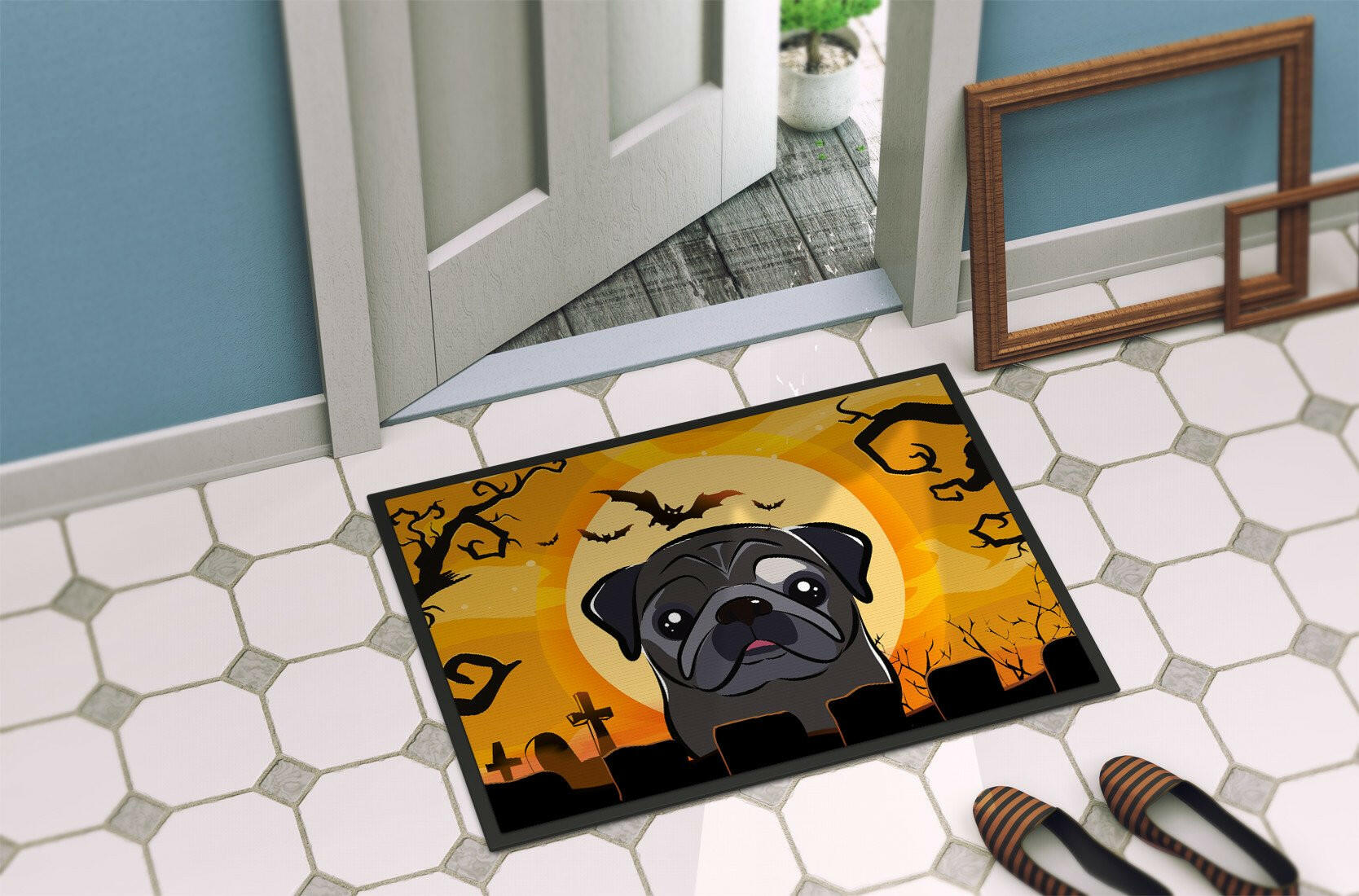 Halloween Black Pug Indoor or Outdoor Mat 24x36 BB1821JMAT - the-store.com