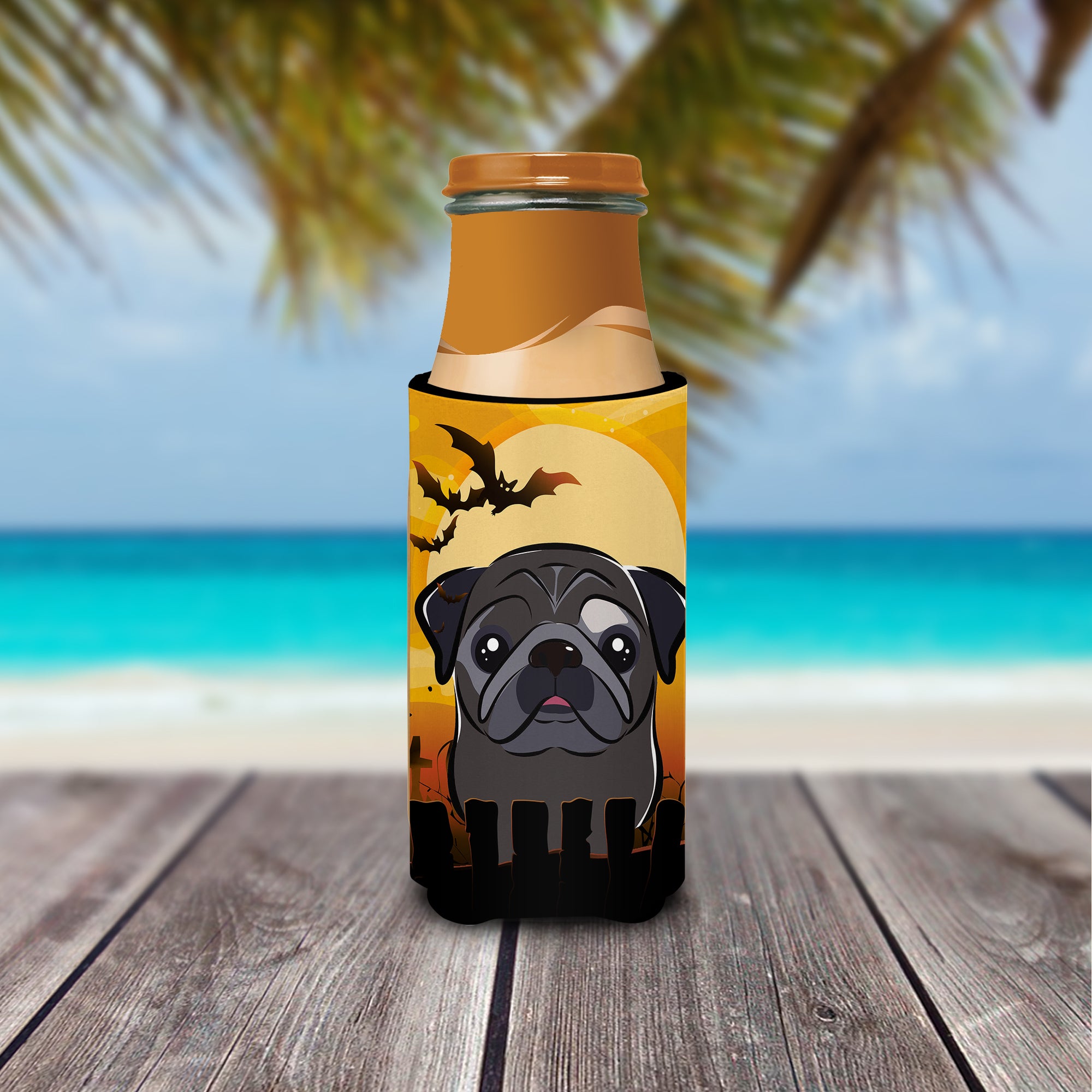 Halloween Black Pug Ultra Beverage Insulators for slim cans BB1821MUK