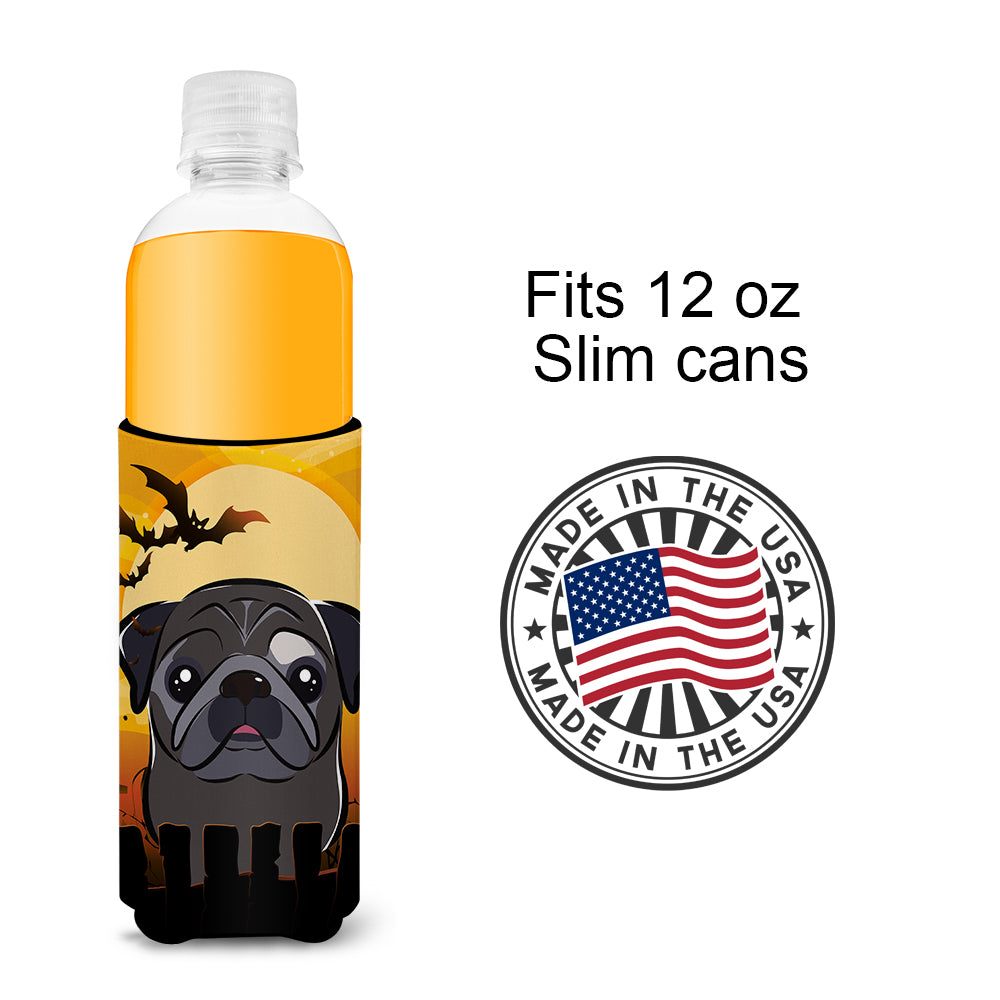 Halloween Black Pug Ultra Beverage Insulators for slim cans BB1821MUK  the-store.com.