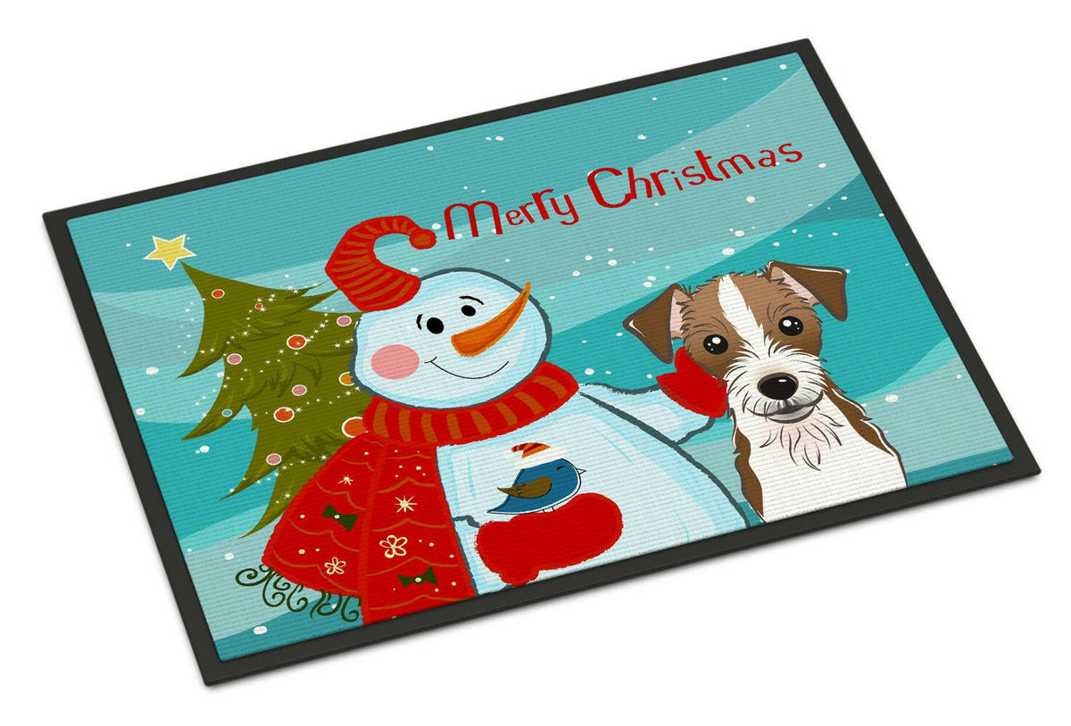 Snowman with Jack Russell Terrier Indoor or Outdoor Mat 18x27 BB1822MAT - the-store.com