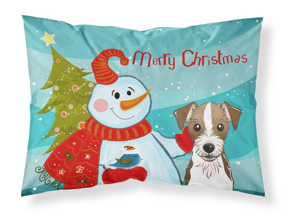 Snowman with Jack Russell Terrier Fabric Standard Pillowcase BB1822PILLOWCASE by Caroline&#39;s Treasures
