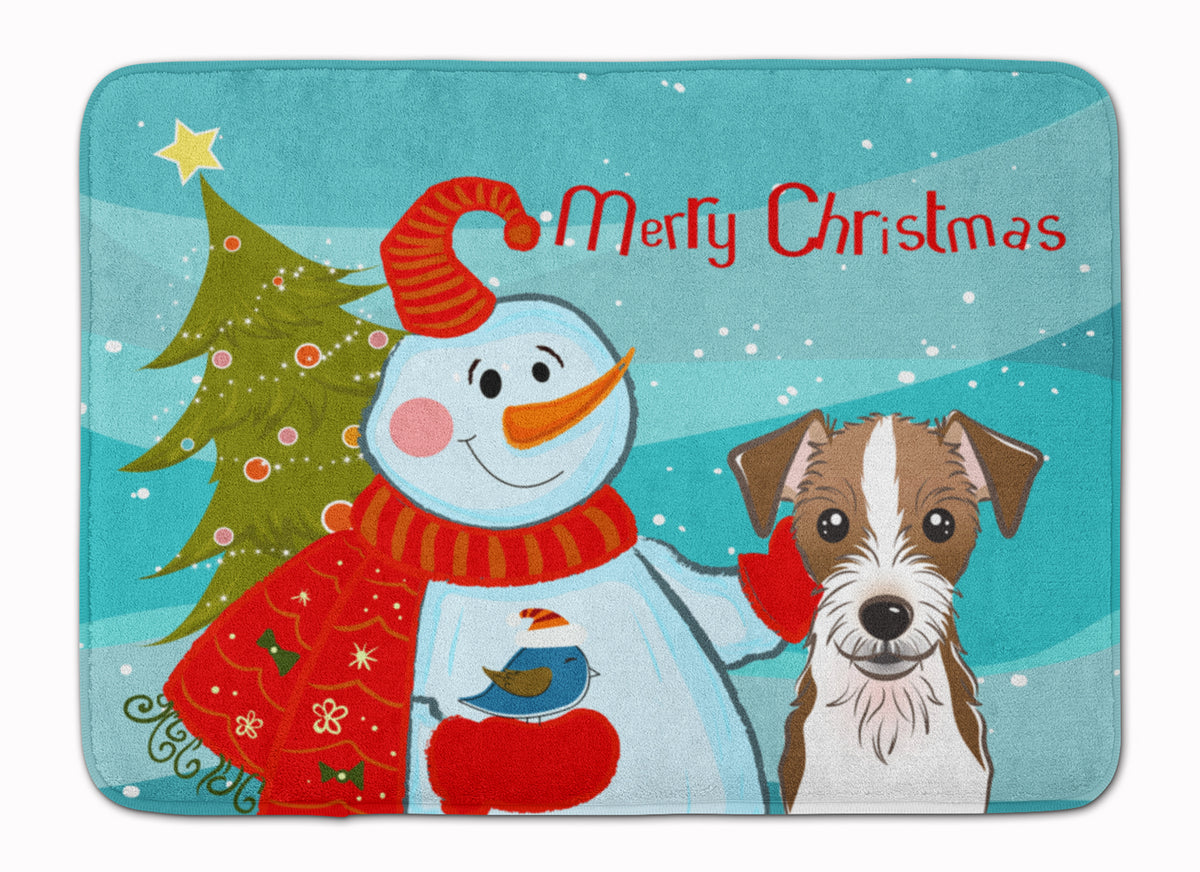 Snowman with Jack Russell Terrier Machine Washable Memory Foam Mat BB1822RUG - the-store.com