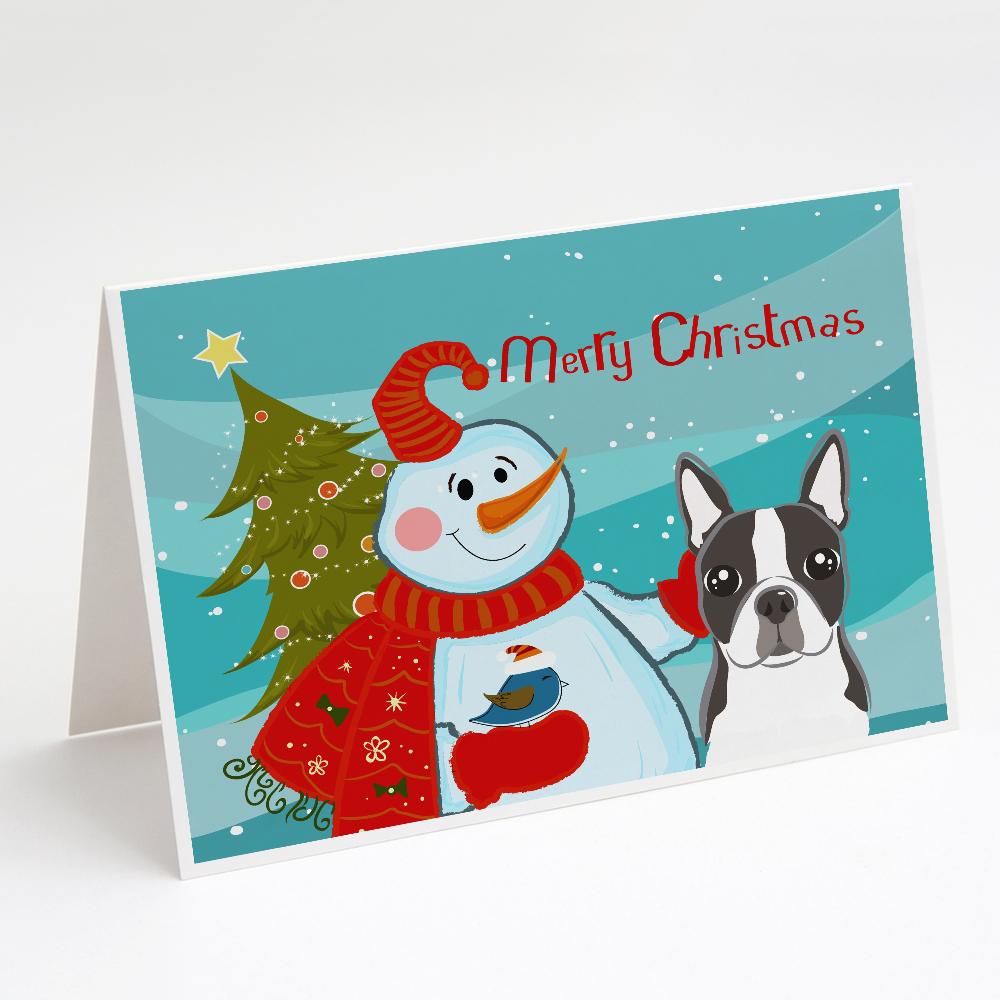 Buy this Snowman with Boston Terrier Greeting Cards and Envelopes Pack of 8