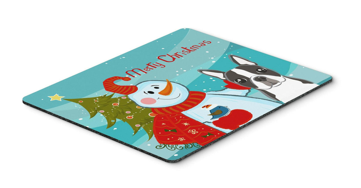 Snowman with Boston Terrier Mouse Pad, Hot Pad or Trivet BB1823MP by Caroline&#39;s Treasures
