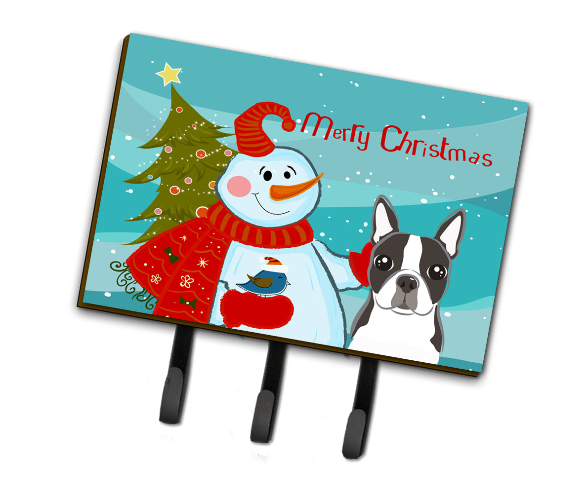 Snowman with Boston Terrier Leash or Key Holder BB1823TH68  the-store.com.