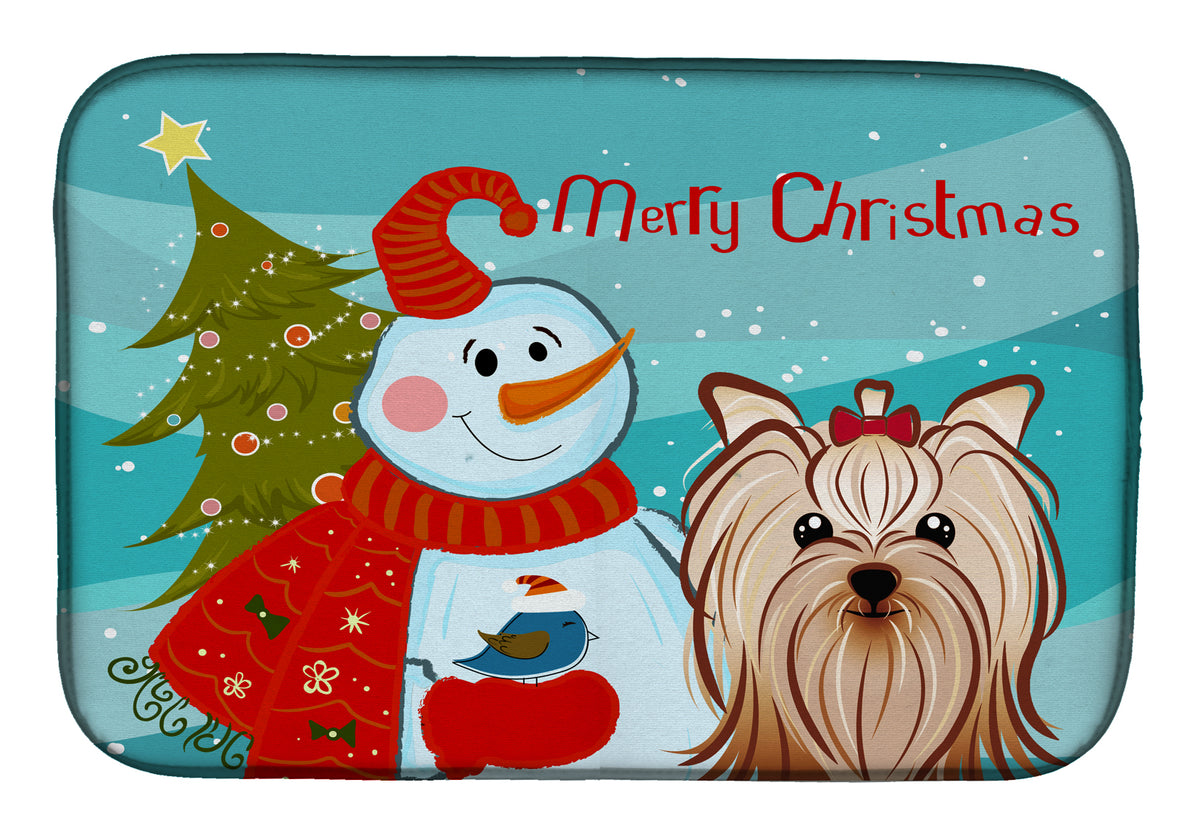 Snowman with Yorkie Yorkishire Terrier Dish Drying Mat BB1824DDM