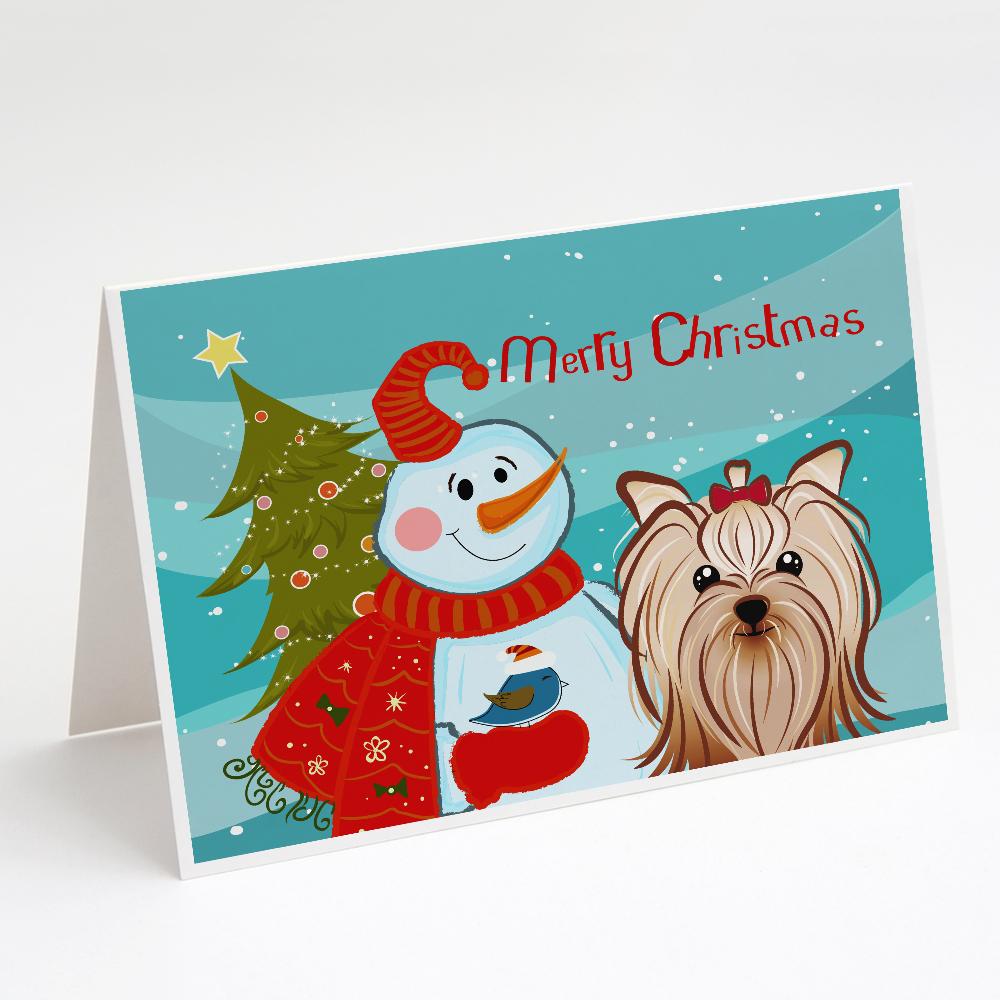 Buy this Snowman with Yorkie Yorkishire Terrier Greeting Cards and Envelopes Pack of 8