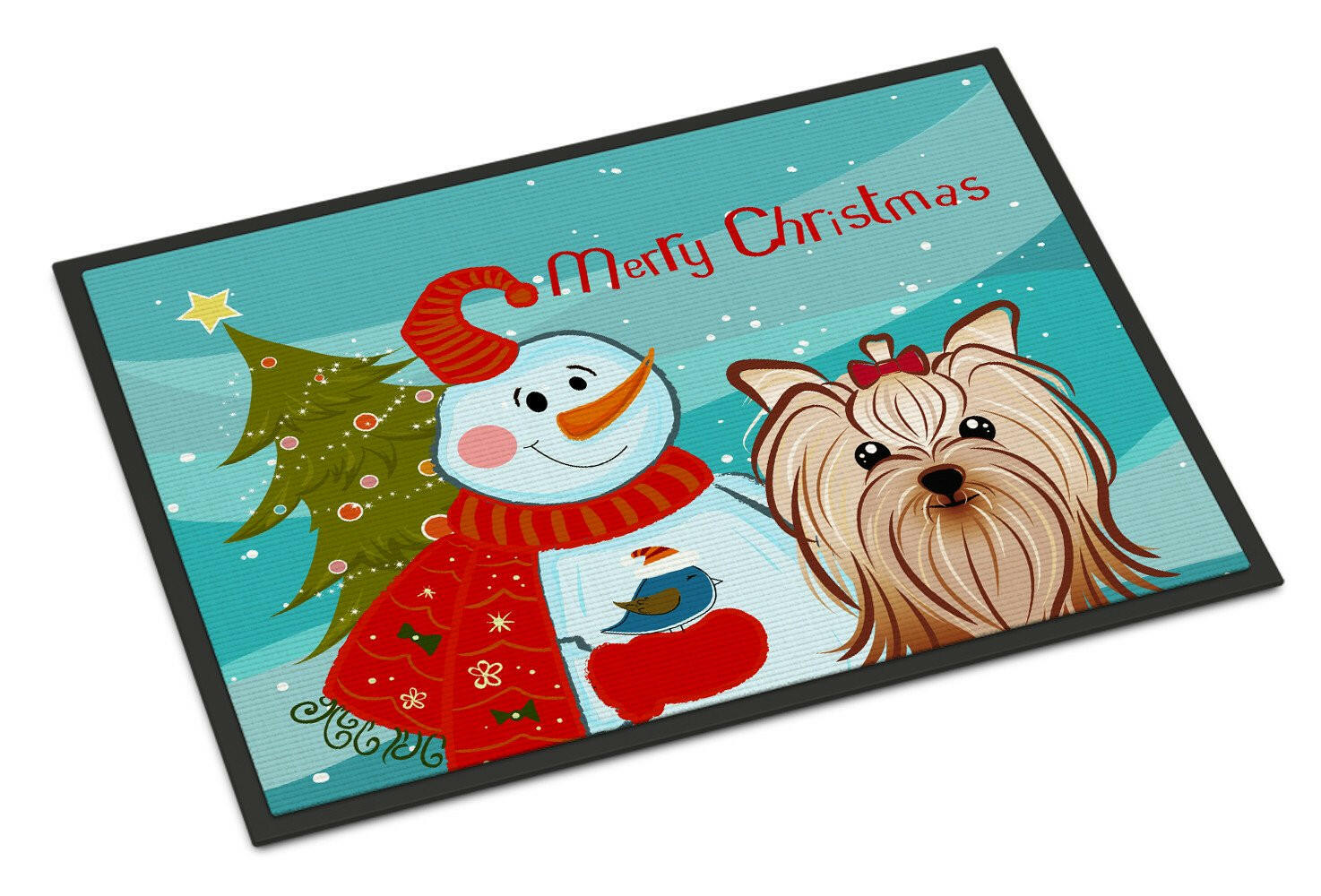 Snowman with Yorkie Yorkshire Terrier Indoor or Outdoor Mat 18x27 BB1824MAT - the-store.com