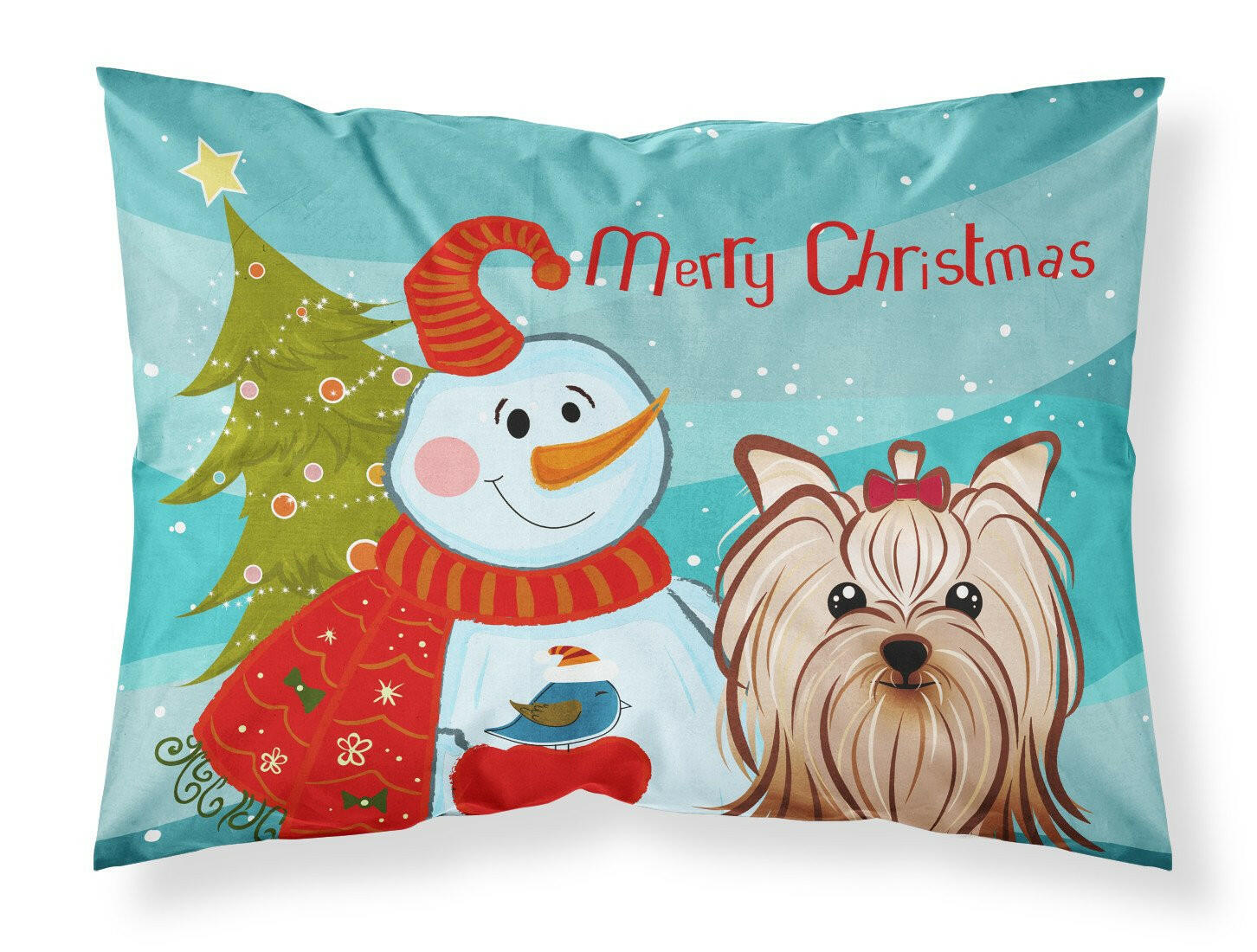 Snowman with Yorkie Yorkshire Terrier Fabric Standard Pillowcase BB1824PILLOWCASE by Caroline's Treasures