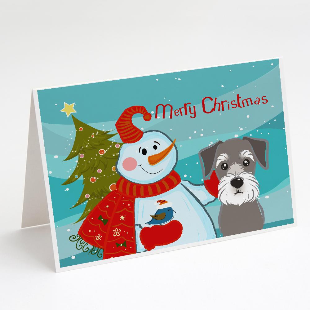 Buy this Snowman with Schnauzer Greeting Cards and Envelopes Pack of 8
