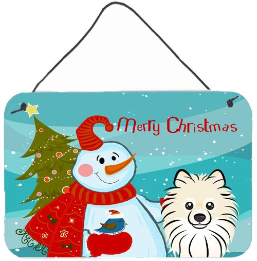 Snowman with Pomeranian Wall or Door Hanging Prints BB1827DS812 by Caroline&#39;s Treasures