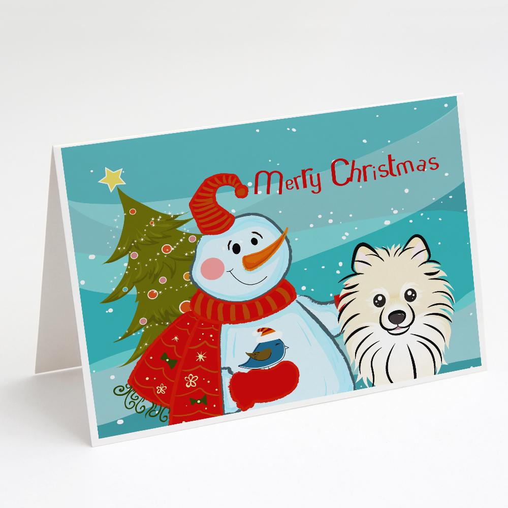 Buy this Snowman with Pomeranian Greeting Cards and Envelopes Pack of 8