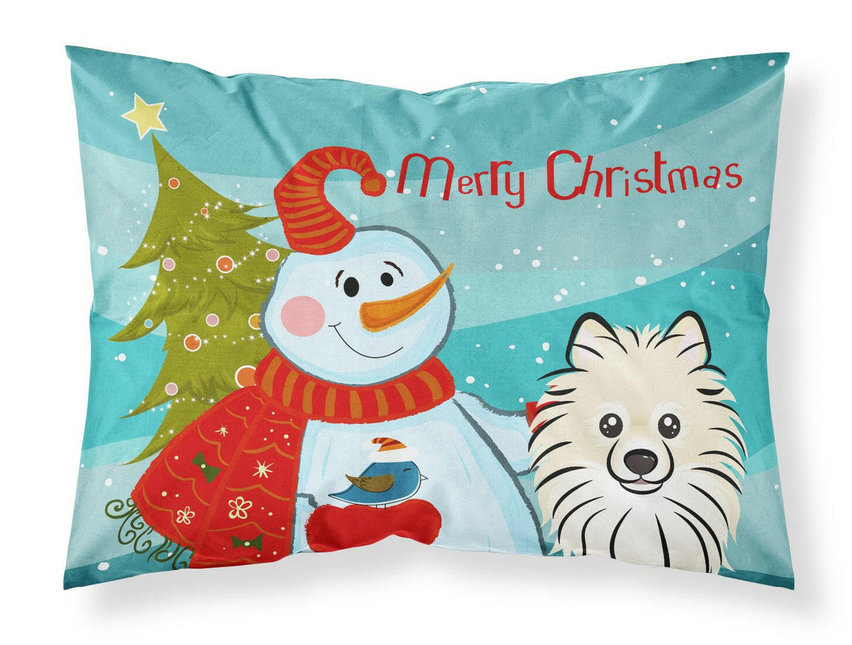 Snowman with Pomeranian Fabric Standard Pillowcase BB1827PILLOWCASE by Caroline&#39;s Treasures