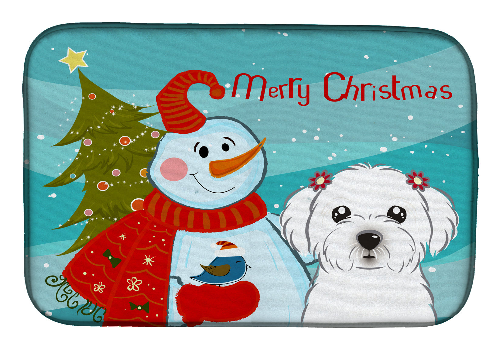 Snowman with Maltese Dish Drying Mat BB1828DDM  the-store.com.