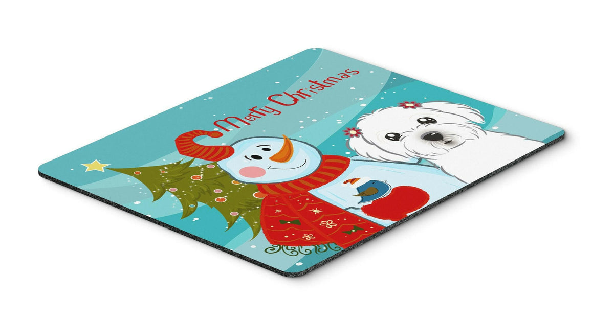Snowman with Maltese Mouse Pad, Hot Pad or Trivet BB1828MP by Caroline&#39;s Treasures