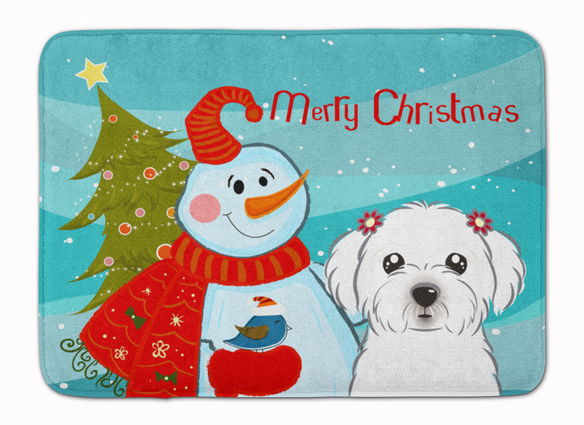 Snowman with Maltese Machine Washable Memory Foam Mat BB1828RUG - the-store.com