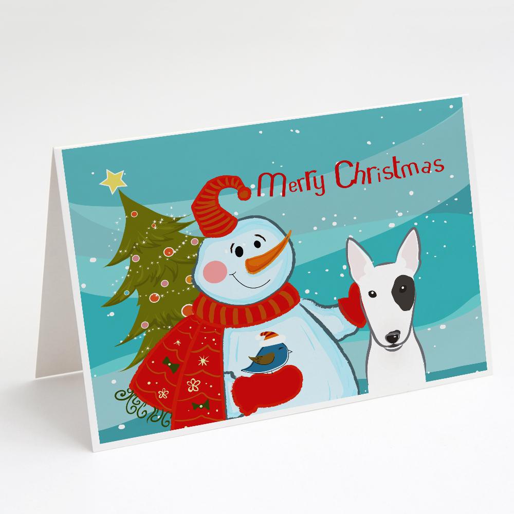 Buy this Snowman with Bull Terrier Greeting Cards and Envelopes Pack of 8