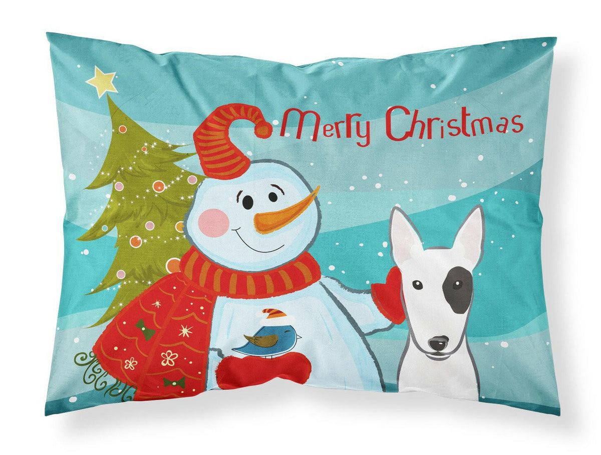 Snowman with Bull Terrier Fabric Standard Pillowcase BB1829PILLOWCASE by Caroline&#39;s Treasures