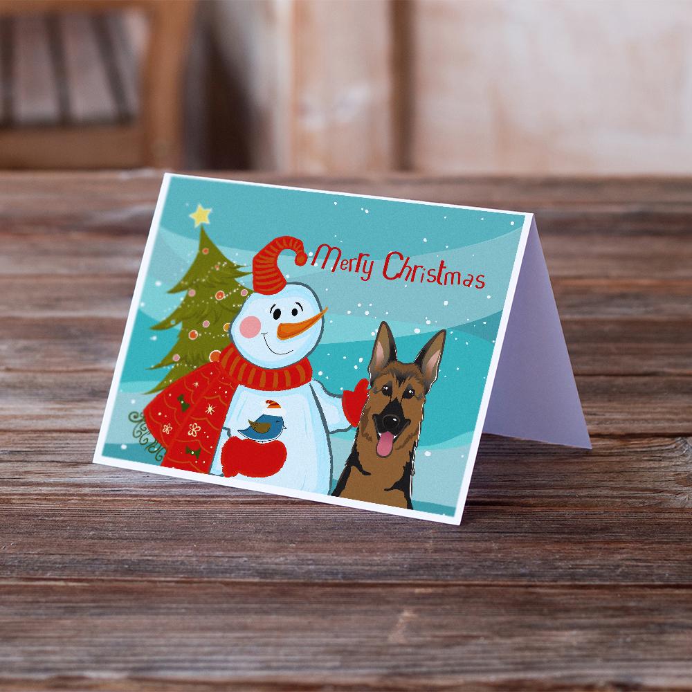 Snowman with German Shepherd Greeting Cards and Envelopes Pack of 8 - the-store.com