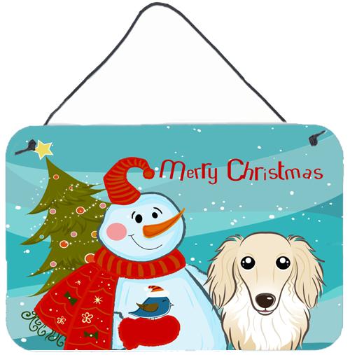Snowman with Longhair Creme Dachshund Wall or Door Hanging Prints BB1832DS812 by Caroline&#39;s Treasures