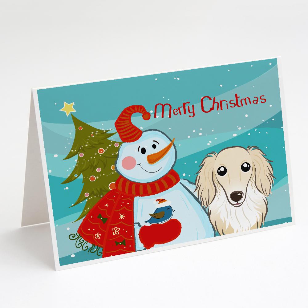 Buy this Snowman with Longhair Creme Dachshund Greeting Cards and Envelopes Pack of 8
