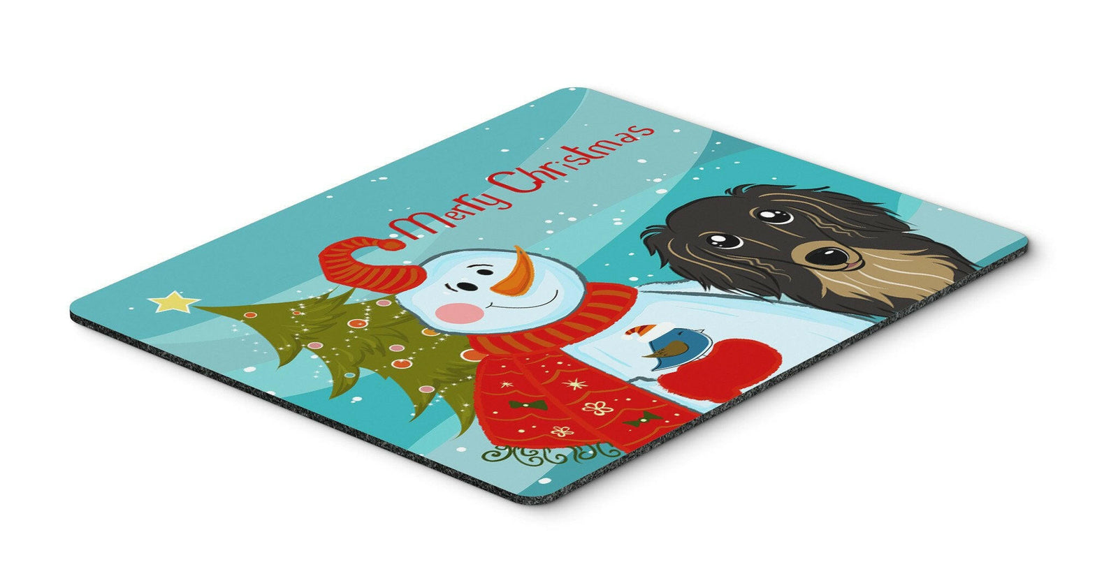 Snowman with Longhair Black and Tan Dachshund Mouse Pad, Hot Pad or Trivet BB1833MP by Caroline's Treasures