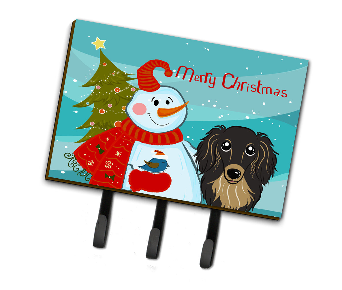 Snowman with Longhair Black and Tan Dachshund Leash or Key Holder BB1833TH68  the-store.com.