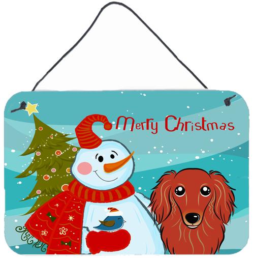 Snowman with Longhair Red Dachshund Wall or Door Hanging Prints BB1834DS812 by Caroline&#39;s Treasures