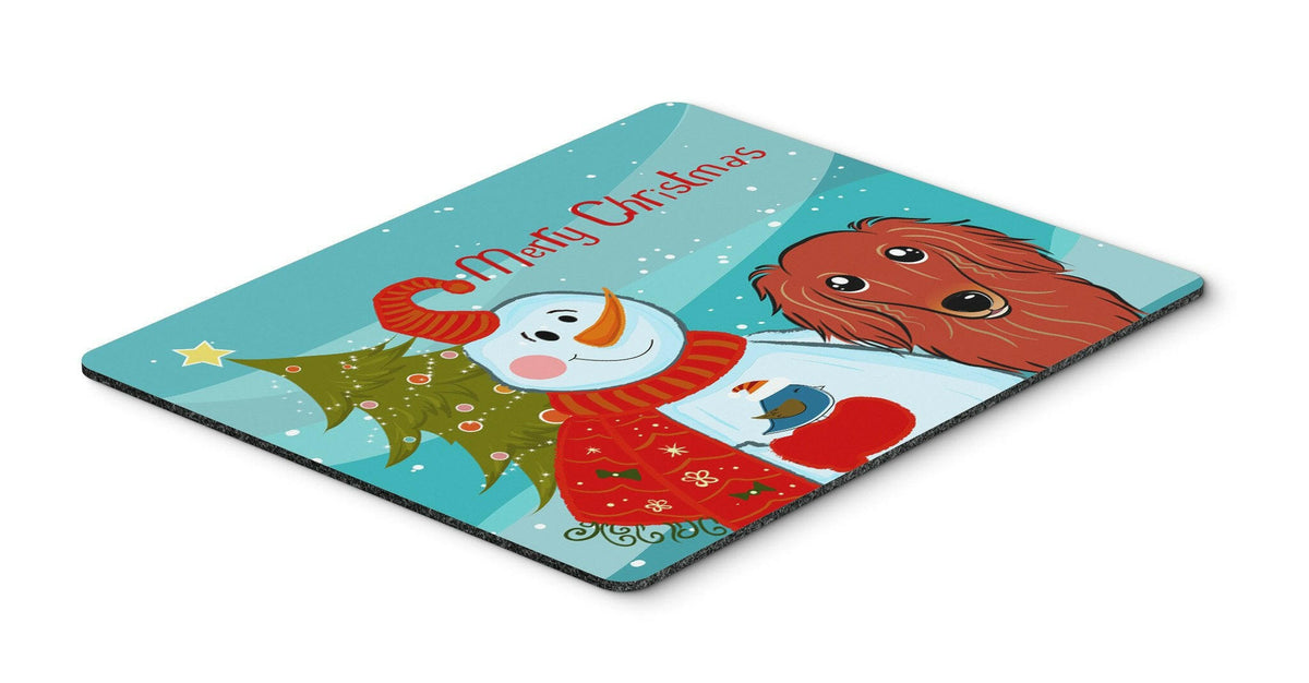 Snowman with Longhair Red Dachshund Mouse Pad, Hot Pad or Trivet BB1834MP by Caroline&#39;s Treasures