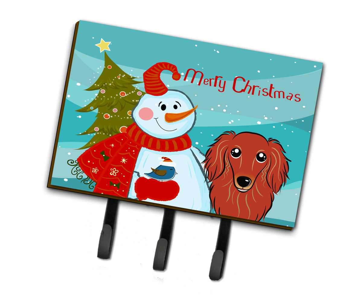 Snowman with Longhair Red Dachshund Leash or Key Holder BB1834TH68  the-store.com.