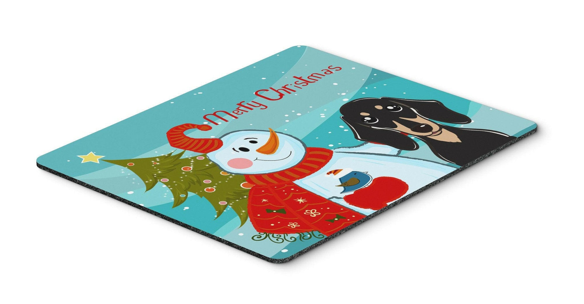 Snowman with Smooth Black and Tan Dachshund Mouse Pad, Hot Pad or Trivet BB1835MP by Caroline's Treasures