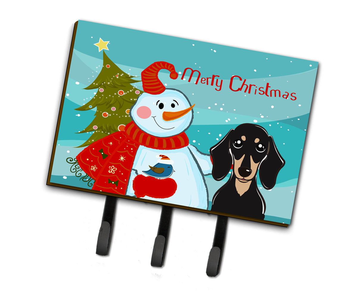 Snowman with Smooth Black and Tan Dachshund Leash or Key Holder BB1835TH68