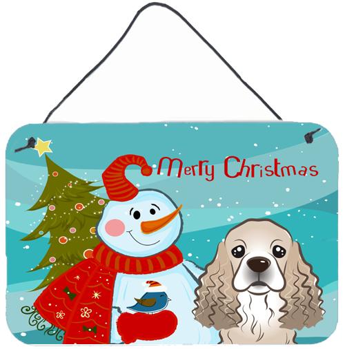 Snowman with Cocker Spaniel Wall or Door Hanging Prints BB1836DS812 by Caroline&#39;s Treasures