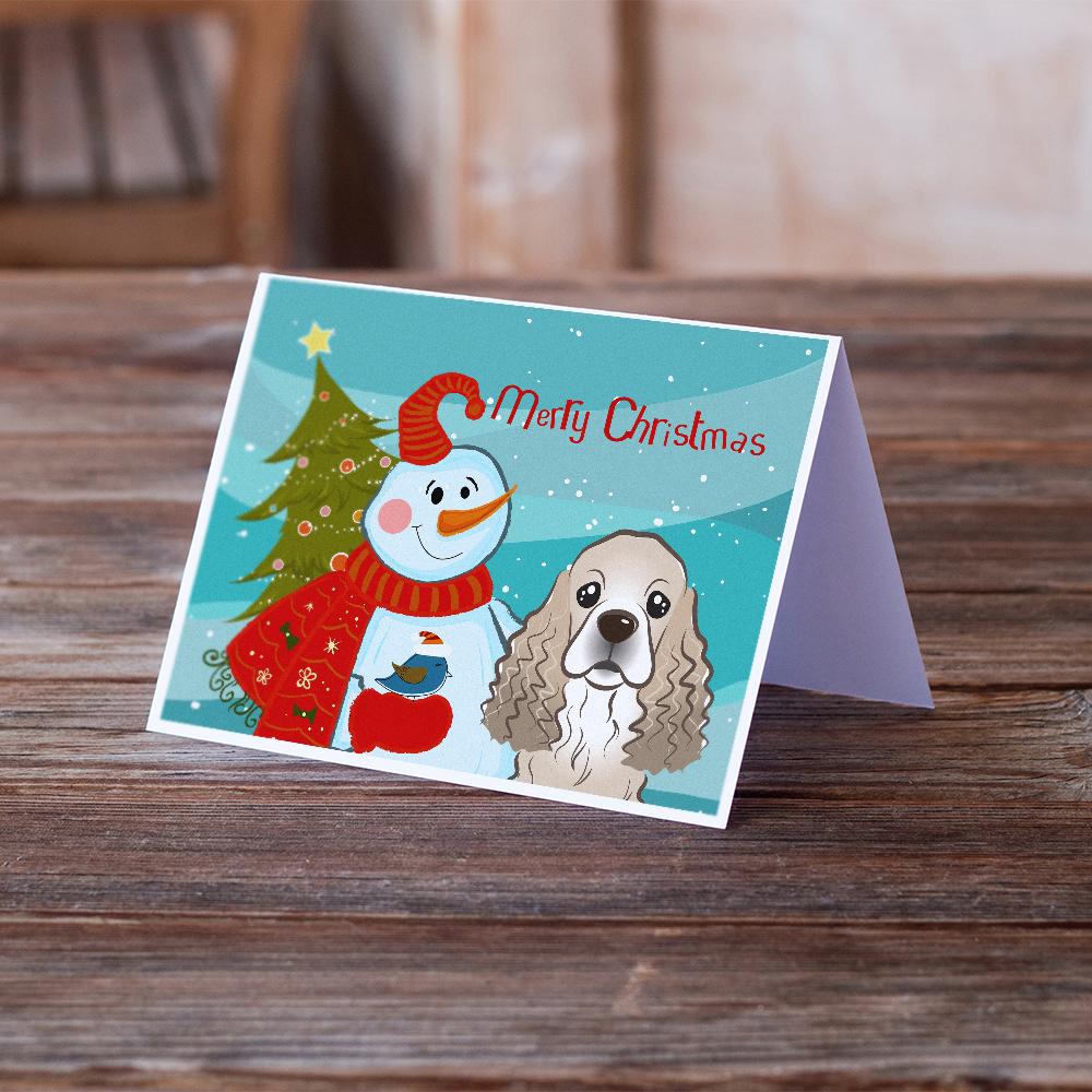 Snowman with Cocker Spaniel Greeting Cards and Envelopes Pack of 8 - the-store.com