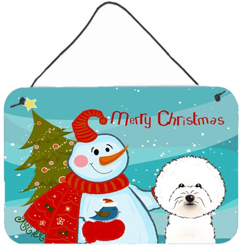 Snowman with Bichon Frise Wall or Door Hanging Prints BB1837DS812 by Caroline&#39;s Treasures
