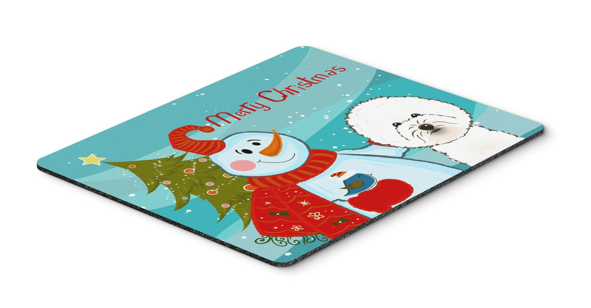 Snowman with Bichon Frise Mouse Pad, Hot Pad or Trivet BB1837MP by Caroline&#39;s Treasures