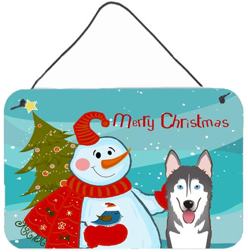 Snowman with Alaskan Malamute Wall or Door Hanging Prints BB1838DS812 by Caroline&#39;s Treasures