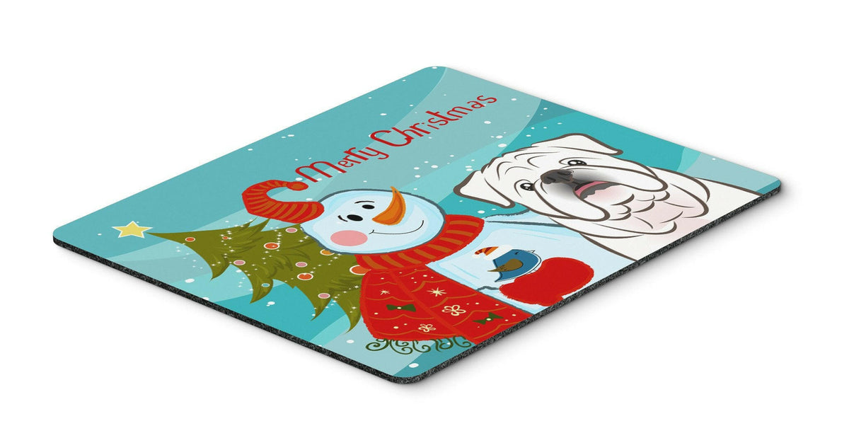 Snowman with White English Bulldog  Mouse Pad, Hot Pad or Trivet BB1840MP by Caroline&#39;s Treasures