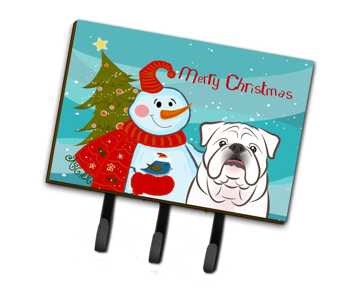 Snowman with White English Bulldog  Leash or Key Holder BB1840TH68  the-store.com.