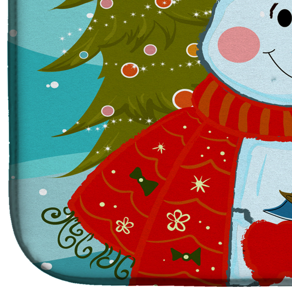 Snowman with Pekingese Dish Drying Mat BB1841DDM  the-store.com.