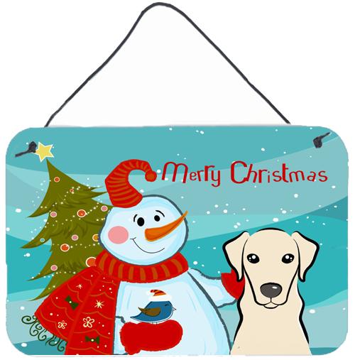 Snowman with Yellow Labrador Wall or Door Hanging Prints BB1842DS812 by Caroline&#39;s Treasures