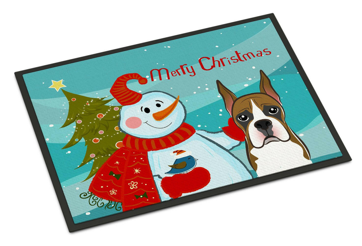 Snowman with Boxer Indoor or Outdoor Mat 18x27 BB1843MAT - the-store.com