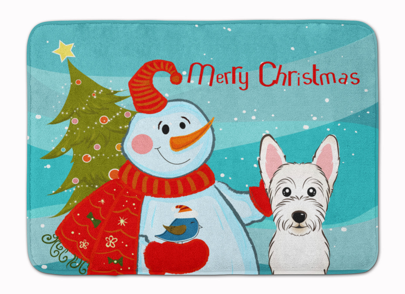 Snowman with Westie Machine Washable Memory Foam Mat BB1846RUG - the-store.com