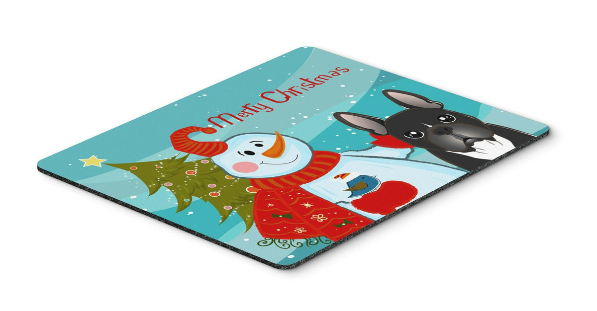 Snowman with French Bulldog Mouse Pad, Hot Pad or Trivet BB1847MP by Caroline&#39;s Treasures